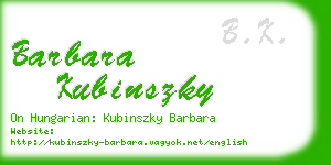 barbara kubinszky business card